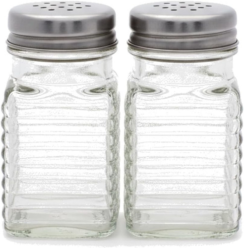 Glass salt pepper shakers - pepper,