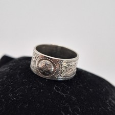 Sterling Silver Ardagh Warrior Celtic Band Ring Size P To P 1/2 1989 Hallmarked