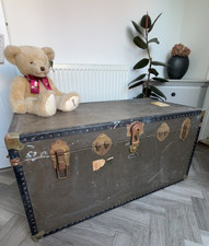 Vintage metal bound steamer - vintage,