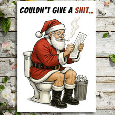 Christmas Cards Santa toilet poop Funny Adult Humour Friend Colleague Rude XMAS