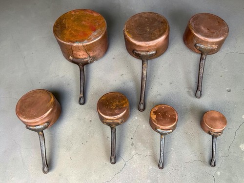 Antique copper pans set - set,
