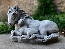 Horse family ornament Wild horse family statue Concrete horse sculpture