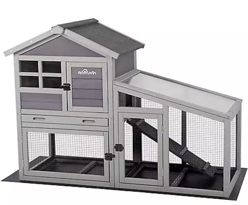 Wooden rabbit hutch outdoor - rabbit,