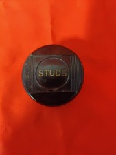 Vintage Bakelite 1930s art deco stud box with screw lid, mens small accessories