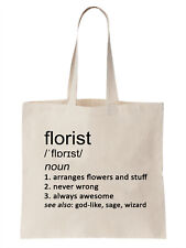 Florist Definition Funny Tote Bag Shopper Gift Flower Arranger Plants Gardening