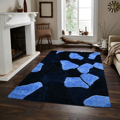 Duck egg blue shaggy rugs - egg,