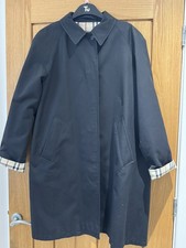 Women’s Burberry London Navy Check Lined Raincoat Trench Coat, VGC, Size 10