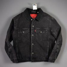 NEW Mens LEVIS ENGINEERED BLACK JACKET size S small SHERPA LEJ denim fleece
