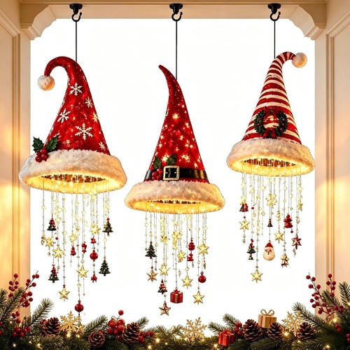 Lighted santa hat - santa, hanging