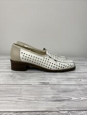 Fly Flot White Leather Cut Out Heeled Slip On Shoes Ladies Size UK7 PWM