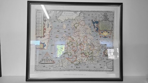 Framed vintage saxton map - framed,