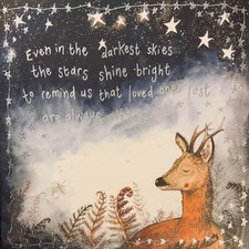 ALEX CLARK ~ STARLIGHT MEMORIES DEER SYMPATHY CARD ~ FOILED EFFECT~BLANK INSIDE