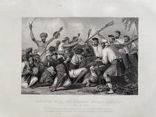 1859 Antique Print; Conflict with Ghazees before Bareilly.  Indian Mutiny 1858