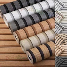 10M Roll Wooden Slat Panelling Wallpaper 3D Wood Panel Faux Effect Stripes Roll