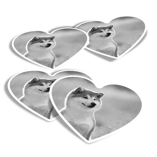 Heart stickers shiba - 4x,