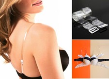 5/2/1 Pairs Clear Invisible Transparent Bra Straps Adjustable Detachable Hook UK