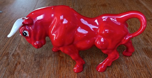 Vintage red bull figurine - vintage,