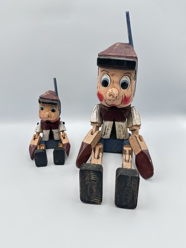Two vintage wooden pinnochio - vintage,