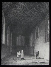 Glass Magic Lantern Slide LONDON SAVOY CHAPEL INTERIOR C1890 HISTORIC DRAWING