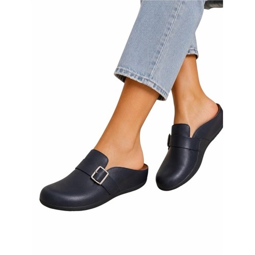 Fitflop navy leather mule - navy,