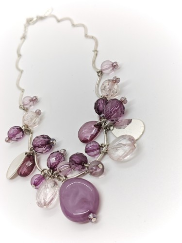 Next silver tone bead necklace - silver,