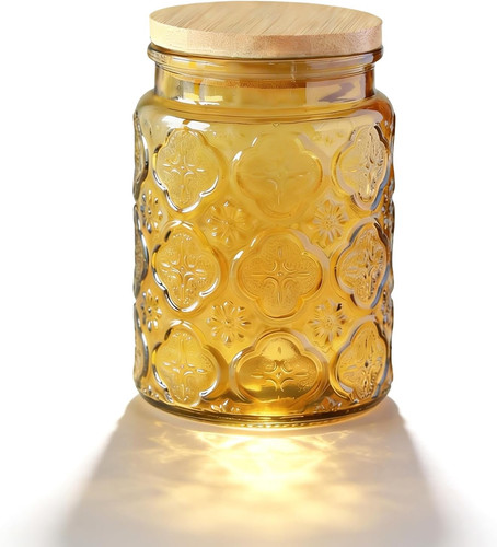 700ml glass jars with bamboo - glass,
