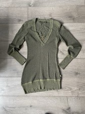 Womens Khaki Olive V Neck
