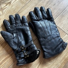 Vintage Goldtop Black Leather Motorcycle Gauntlets / Gloves English Lined
