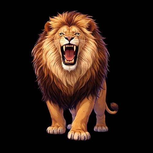 Lion roaring smashed view - smashed,