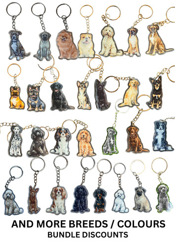 Dog breed art keyrings - breed,