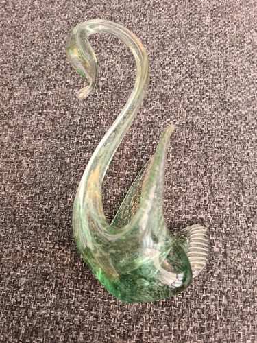 Glass swan ornament 16cm high - swan,