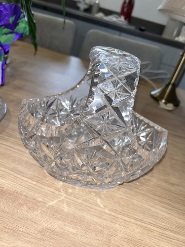 Crystal heavy cut basket - cut,