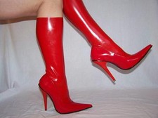 Latex Knee Boots Cast Red 36