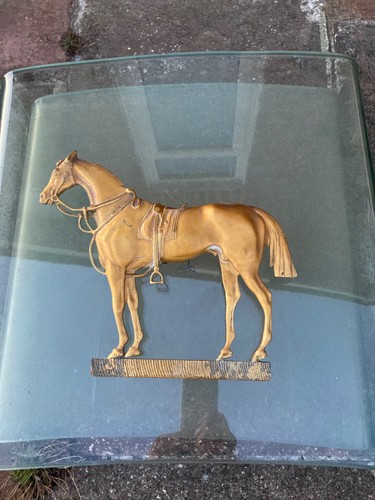 Vintage brass saddled horse - vintage,