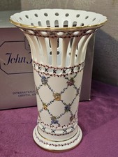 Stunning John Jenkins Hand Painted Floral Vase -  20cm Tall - Boxed, Unused