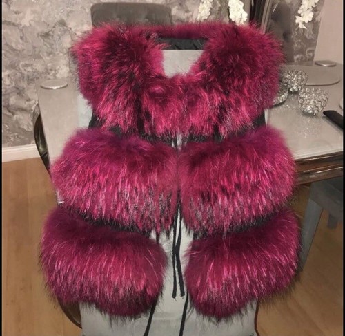 Real fur hot burgundy gilet - real,