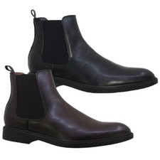 MENS CHELSEA CASUAL BOOTS DEALER ANKLE SMART FORMAL BROGUE SLIP ON SHOES SIZE