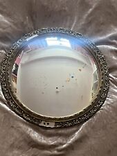 Vintage Round Concave Wall Mirror Gold Tone Ornate Plaster Frame On Chain 18’’
