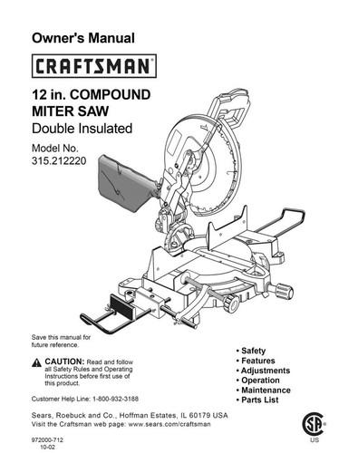 Craftsman 315 212220 miter saw - craftsman,