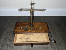 Vintage Brass Apothecary Pharmacy Wooden Box Drawer Medicine Spoon Weights Scale