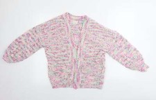 Lauren Taylor Womens Pink Crew Neck Polyester Blend Cardigan Size S