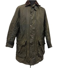 Mens vintage Barbour Border Wax Cotton Olive Jacket Size 40- JT1419