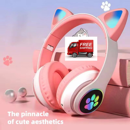 Led cat ear wireless bluetooth - led,