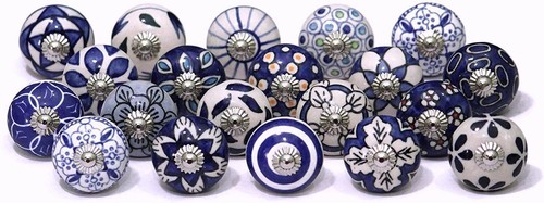 White blue ceramic - blue,