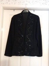 Black Lightweight Jacket , Bead&sequined Front By Official Size 18