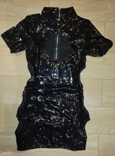 New Black Glossy PVC Back Zip
