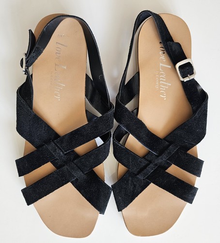 Black suede sandals size 7 - suede, uk