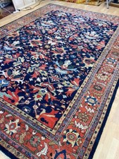 Antique Old Used Per Sian Handmade Wool Zigler Rug Size 400cm By 290cm Circa1920