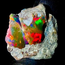 Ethiopian Black Opal gemstone, Fire opal rough, Natural opal raw 21 Ct 24x23 mm
