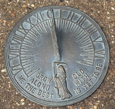 VINTAGE BRASS SUNDIAL  "GROW OLD ALONG WITH ME THE BEST IS YET TO BE''